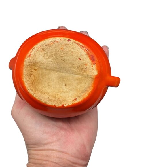 Retro MCM Abstract Open Sugar Bowl Orange Ceramic 4" x 3.5" - Picture 6 of 6